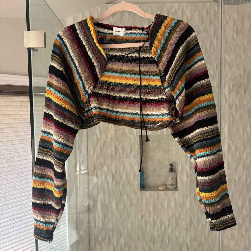 Striped Multicolor Cropped cardigan